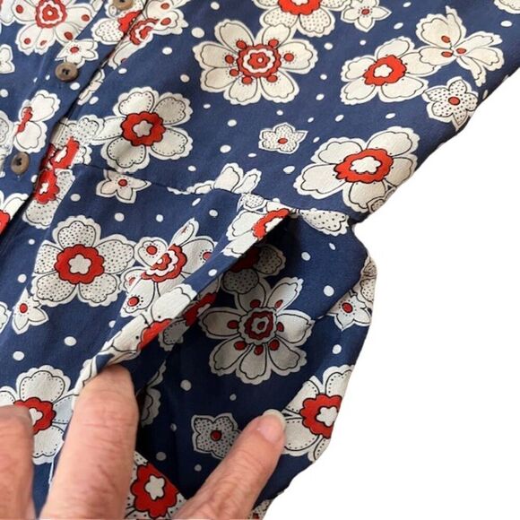 M.i.h. Jeans Silk Elodie All In One Jumpsuit Blue White Red Floral Size Medium - Picture 5 of 15